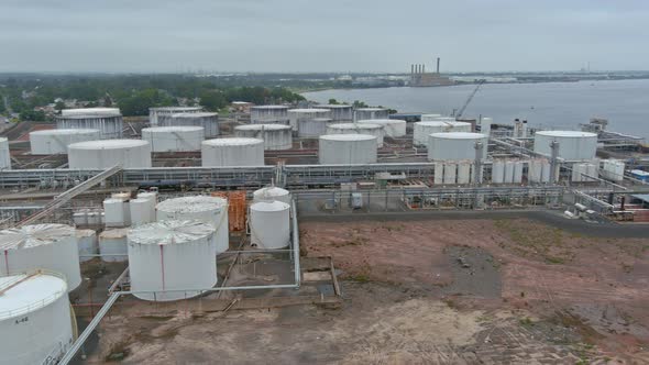 Aerial View Oil Refinery Plant Factory on Business Logistics