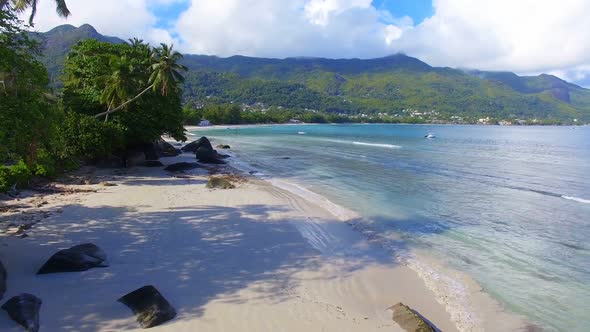 Aerial View Of Ocean, Beach and Mountains On The Tropical Island, Seychelles 7