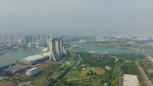 Drone Aerial view 4k Footage Of Gardens By The Bay,