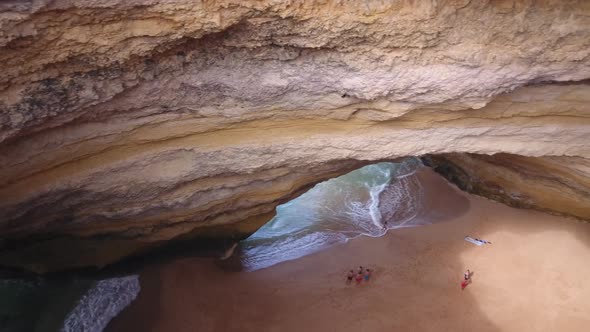 Drone footage of Benagil Cave in Algarve, Portugal