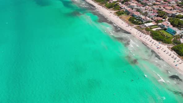 Aerial view of a beach in playa de Muro, Mallorca, Spain