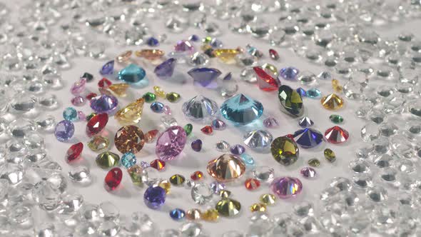 Various Colored Diamonds Revolving Around.