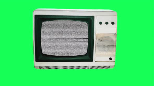 Chroma Key Blue Screen Tv Set For Composition. Vintage Tv