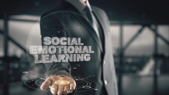 Social Emotional Learning with Hologram Businessman Concept