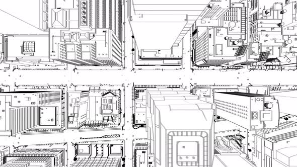 Outline Drawing of the City Top View.  alt
