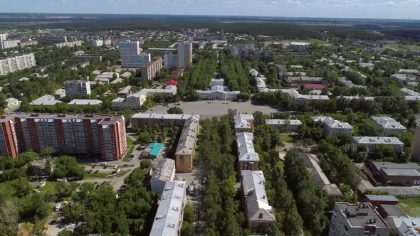 Aerial drone footage of a Ekaterinburg city