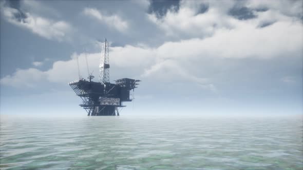 Large Pacific Ocean Offshore Oil Rig Drilling Platform