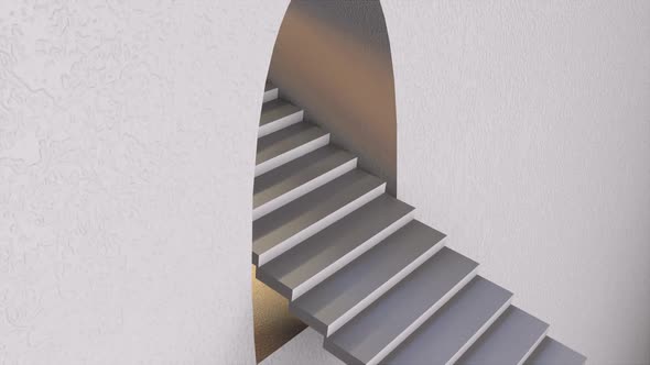 Stepped Staircase in Wall Opening