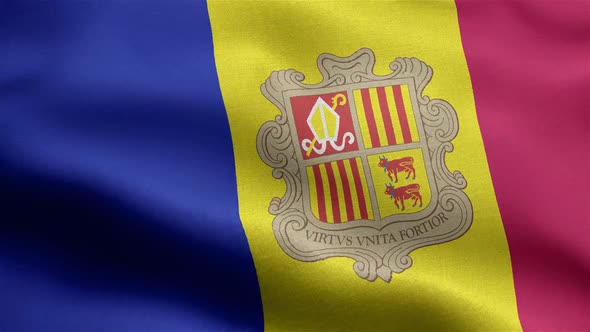 Andorra Flag Seamless Closeup Waving Animation