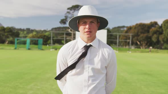 Cricket player looking at the camera