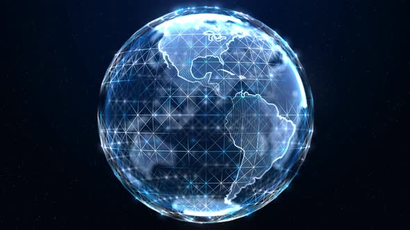 Global Technology planet Earth hologram Network data security IOT alt