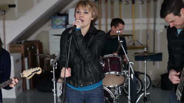 Band practices in garage