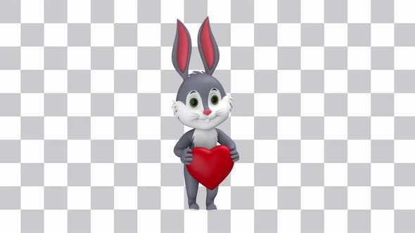 Rabbit With Red Heart Looped