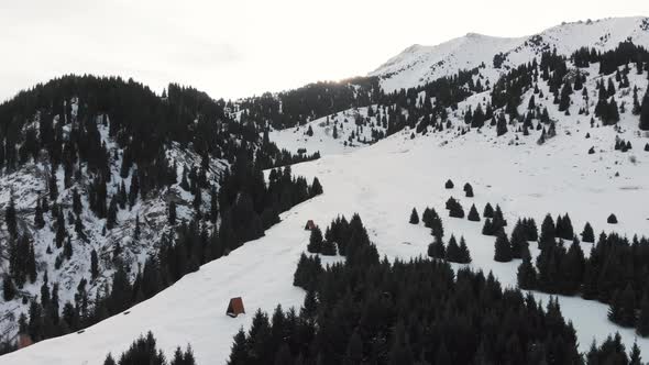 Aerial Landscape of Beautiful Winter Mountains