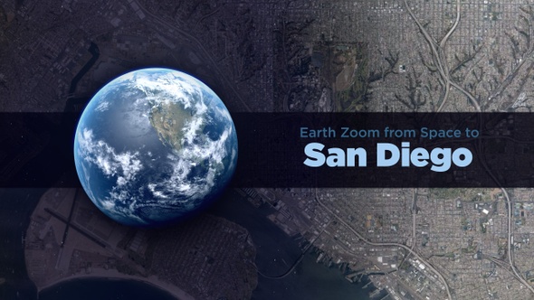 San Diego (California, USA) Earth Zoom to the City from Space