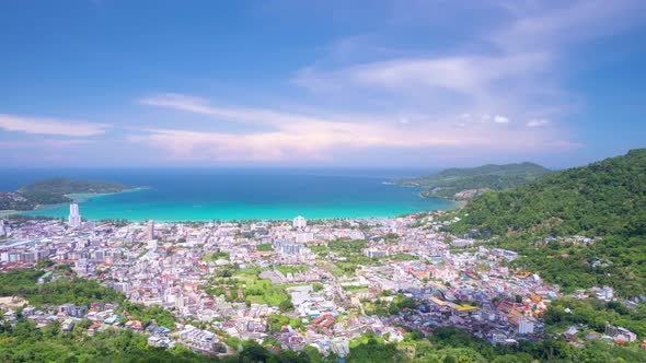 Phuket Thailand Aerial view Drone High angle view Hyperlapse footage of patong city