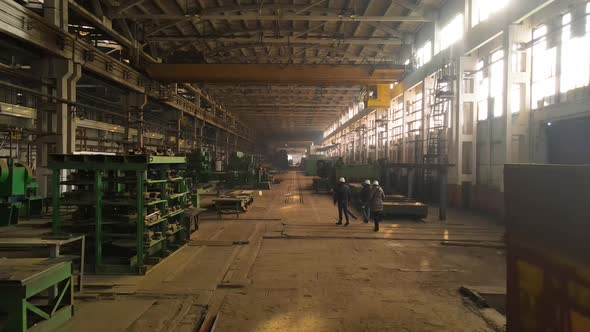 The Interior of a Big Industrial Factory with Steel Constructions