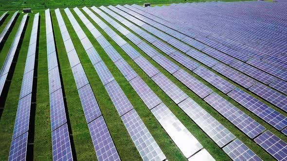 Aerial View Of Solar Panels Farm