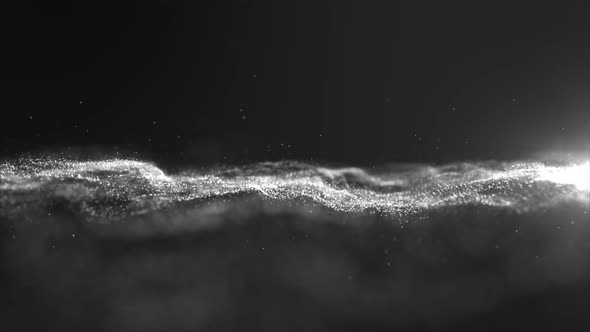 Futuristic Flowing White Particles Wave