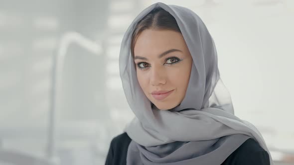 Beautiful Girl With Scarf On His Head