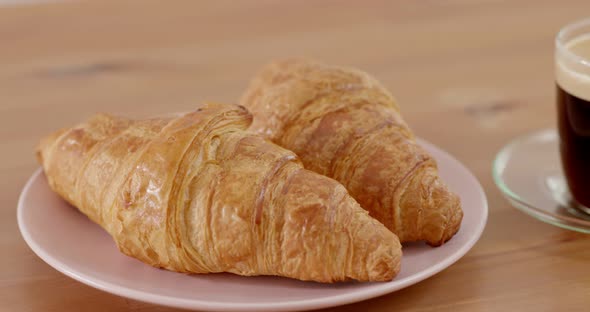 Hot coffee and Croissant 