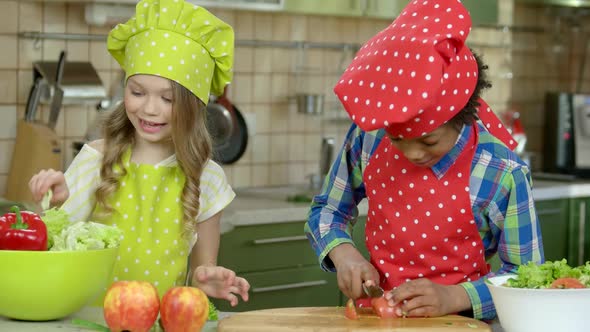 Girl and Boy Cooking.