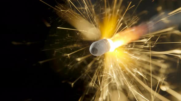 Bengal Fire on the Dark Black Background, Christmas Sparkler