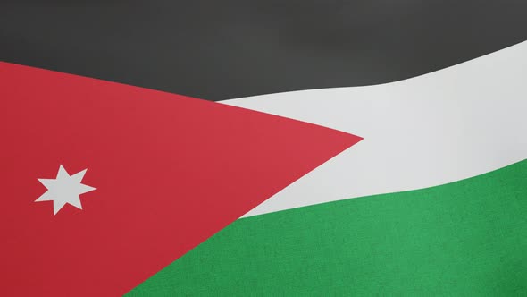 National Flag of Jordan Waving Original Size and Colors 3D Render Kingdom Jordan Flag Textile Used