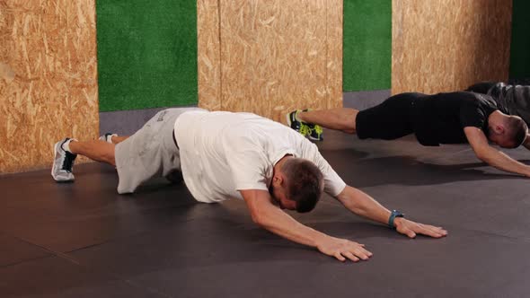 Press Ups Exercise Plank Pose Working Out Wearing Sportswear Indoor