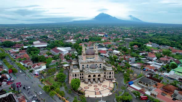 Aerial view of Al Aqsa Klaten Mosque. It is the largest mosque in Southeast Asia