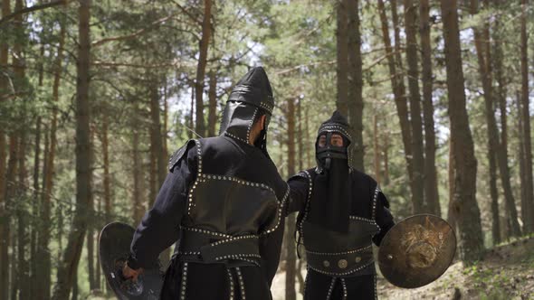 Periods of training with sword and shield. alt