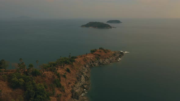 Promthep Cape Quadcopter Flying Over Aquamarine Crystal Andaman Sea