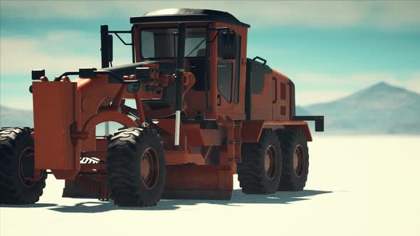 Road Grading Machine on the Salt Desert Road