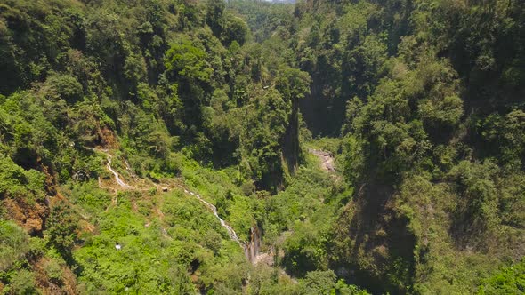 Tropical Landscape Rainforest and Waterfall