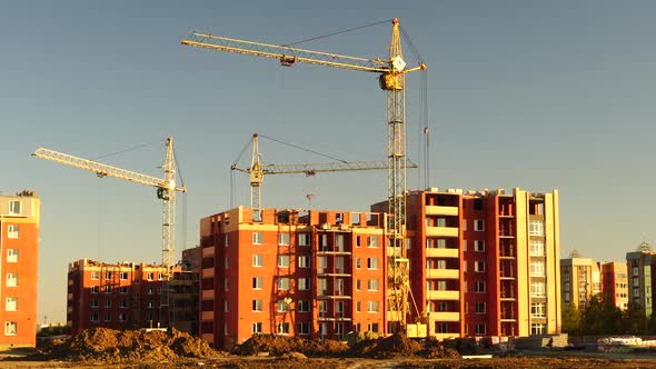 Construction Site at Orange Sunset