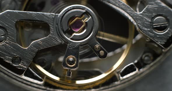 Watch tourbillon rotating macro slowmotion