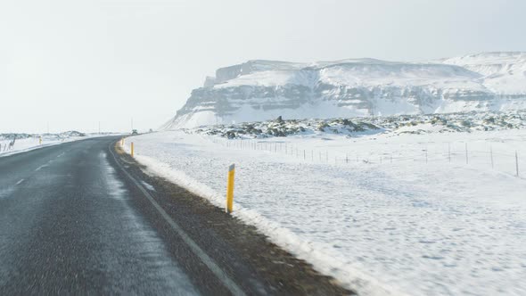 Car Driving on the Beautiful Road in Iceland