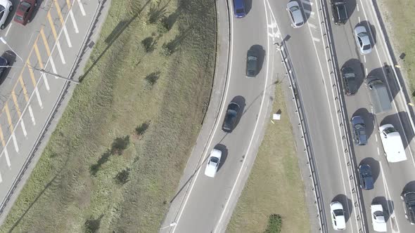 Kyiv. Ukraine: Road Junction. Aerial View, Flat, Gray