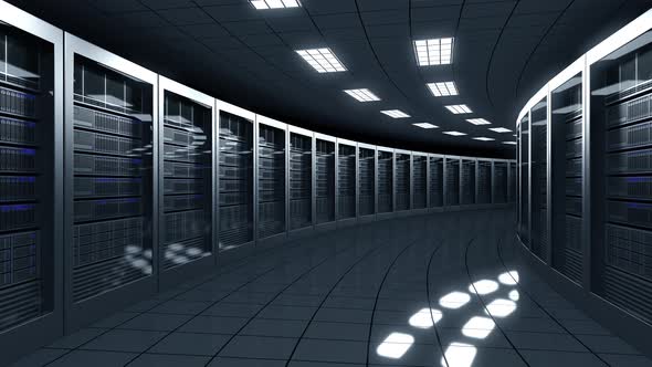 Glitch Noise Over a Modern Server Room alt