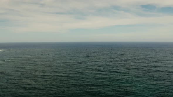 Seascape Blue Sea Sky with Clouds Aerial View