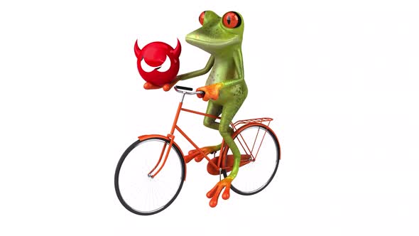 Fun frog on a bicycle - Digital animation