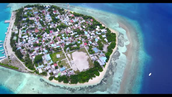 Aerial seascape of paradise resort beach break by blue lagoon and white sand background of a dayout 