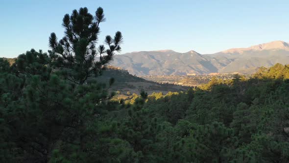 Colorado Trees Mountains Valley Sunrise Aerial