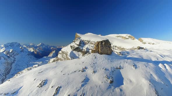 Exposed Snowy Mountain Peak