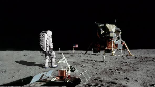 Astronaut Walking On the Moon and Waving His Hand