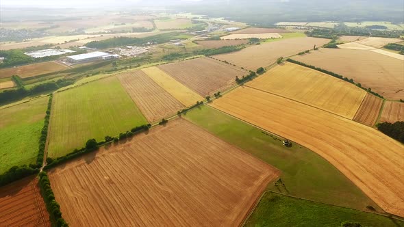 Patches of cropped agricultural fields in autum