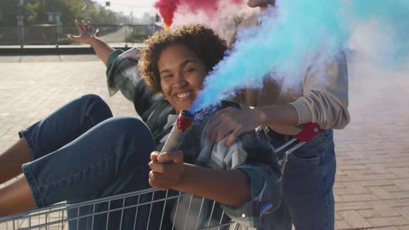 Young Friends Using Smoke Bombs