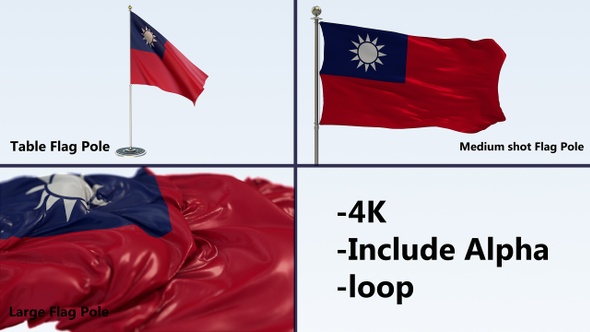 Taiwan Flag Pole Pack 4k-Loop