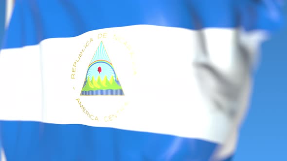 Flying National Flag of Nicaragua