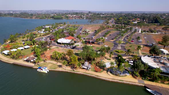 Paranoa Lake at downtown Brasilia Federal District Brazil. Famous island.